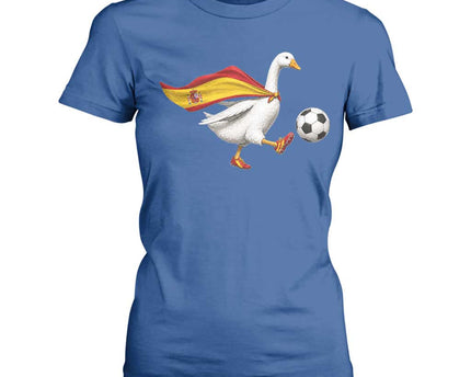 Spain Soccer Goose T-Shirt For Women Spanish Flag Patriotic Football Fan Graphic
