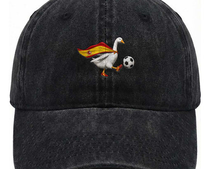 Spain Soccer Goose Washed Cotton Baseball Cap Spanish Flag Patriotic Football Fan Graphic