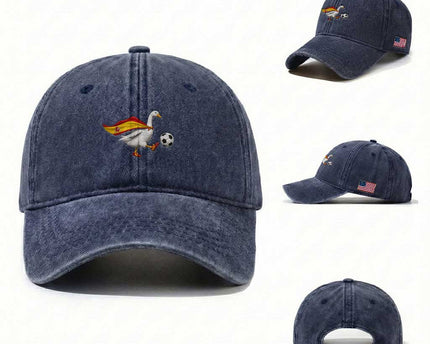 Spain Soccer Goose Washed Cotton Baseball Cap Spanish Flag Patriotic Football Fan Graphic