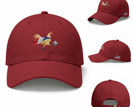 Funny France Soccer Baseball Cap Rooster Wearing French Flag Patriotic Football Fan Graphic