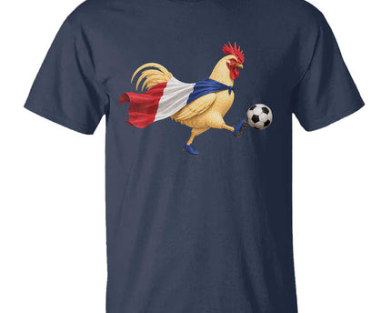 Funny France Soccer T-Shirt Rooster Wearing French Flag Patriotic Football Fan Graphic