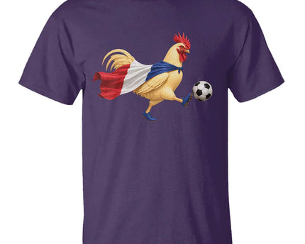 Funny France Soccer T-Shirt Rooster Wearing French Flag Patriotic Football Fan Graphic