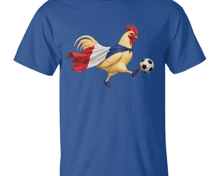 Funny France Soccer T-Shirt Rooster Wearing French Flag Patriotic Football Fan Graphic