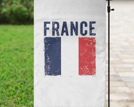 Vintage France Flag Distressed French Pride Patriotic Soccer Fan Graphic Garden Flag