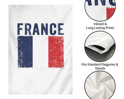 Vintage France Flag Distressed French Pride Patriotic Soccer Fan Graphic Garden Flag