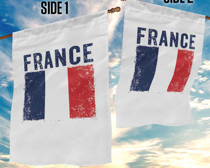 Vintage France Flag Distressed French Pride Patriotic Soccer Fan Graphic Garden Flag