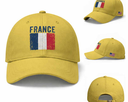 Vintage France Flag Distressed French Pride Patriotic Soccer Fan Graphic Baseball Cap