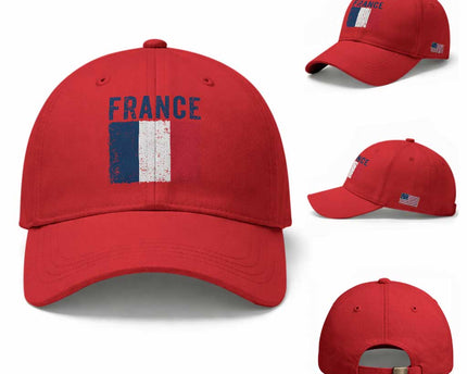 Vintage France Flag Distressed French Pride Patriotic Soccer Fan Graphic Baseball Cap
