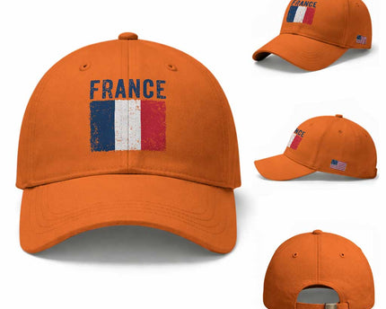 Vintage France Flag Distressed French Pride Patriotic Soccer Fan Graphic Baseball Cap