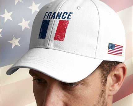 Vintage France Flag Distressed French Pride Patriotic Soccer Fan Graphic Baseball Cap
