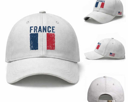Vintage France Flag Distressed French Pride Patriotic Soccer Fan Graphic Baseball Cap