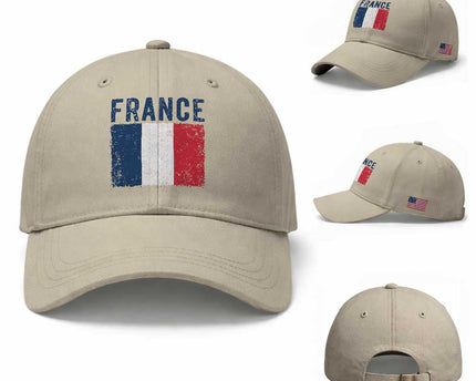 Vintage France Flag Distressed French Pride Patriotic Soccer Fan Graphic Baseball Cap