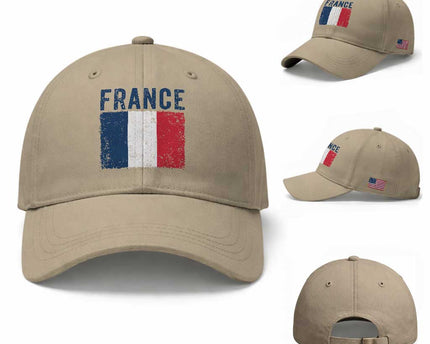 Vintage France Flag Distressed French Pride Patriotic Soccer Fan Graphic Baseball Cap