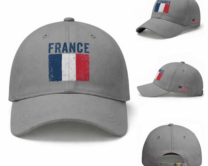 Vintage France Flag Distressed French Pride Patriotic Soccer Fan Graphic Baseball Cap