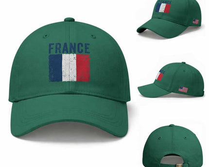 Vintage France Flag Distressed French Pride Patriotic Soccer Fan Graphic Baseball Cap