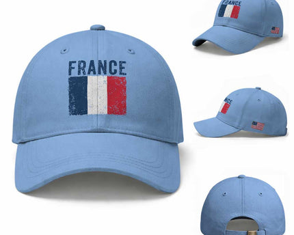 Vintage France Flag Distressed French Pride Patriotic Soccer Fan Graphic Baseball Cap