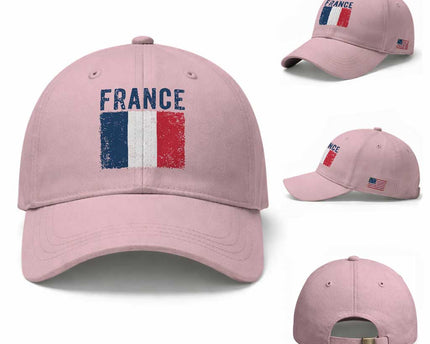 Vintage France Flag Distressed French Pride Patriotic Soccer Fan Graphic Baseball Cap