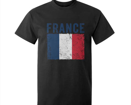 Vintage France Flag Distressed French Pride Patriotic Soccer Fan Graphic T-Shirt