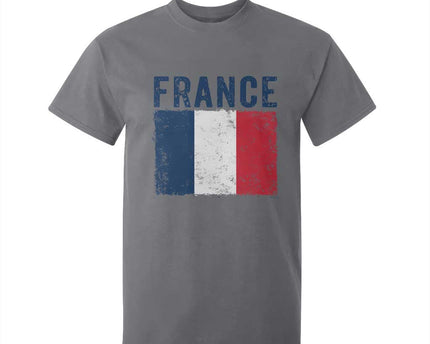 Vintage France Flag Distressed French Pride Patriotic Soccer Fan Graphic T-Shirt