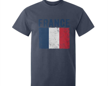 Vintage France Flag Distressed French Pride Patriotic Soccer Fan Graphic T-Shirt
