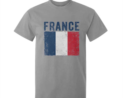 Vintage France Flag Distressed French Pride Patriotic Soccer Fan Graphic T-Shirt