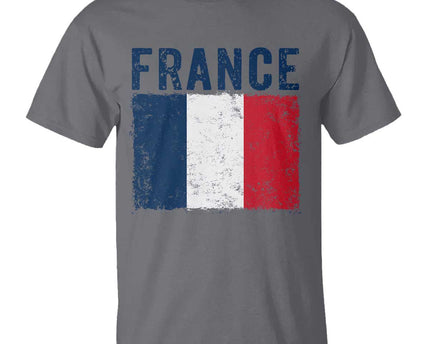 Vintage France Flag Distressed French Pride Patriotic Soccer Fan Graphic T-Shirt
