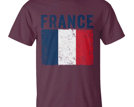 Vintage France Flag Distressed French Pride Patriotic Soccer Fan Graphic T-Shirt