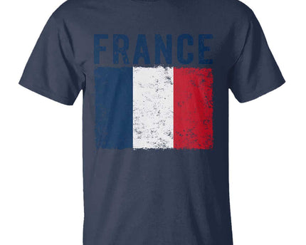 Vintage France Flag Distressed French Pride Patriotic Soccer Fan Graphic T-Shirt