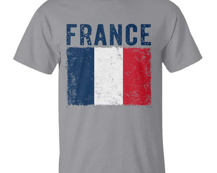 Vintage France Flag Distressed French Pride Patriotic Soccer Fan Graphic T-Shirt