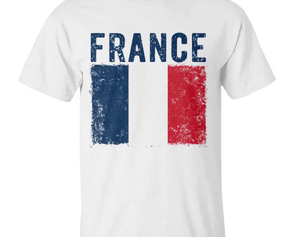 Vintage France Flag Distressed French Pride Patriotic Soccer Fan Graphic T-Shirt