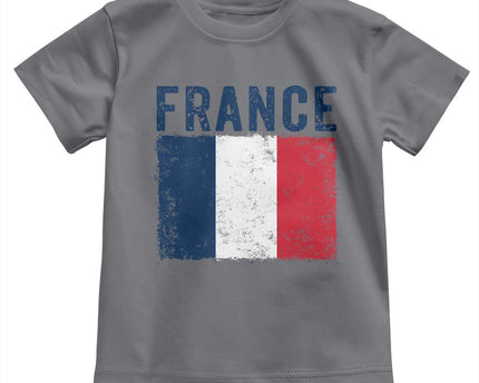 Vintage France Flag Distressed French Pride Patriotic Soccer Fan Graphic Toddler T-Shirt