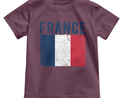 Vintage France Flag Distressed French Pride Patriotic Soccer Fan Graphic Toddler T-Shirt