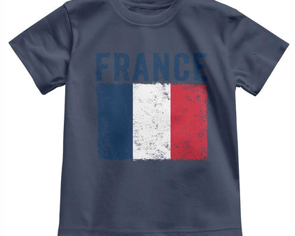 Vintage France Flag Distressed French Pride Patriotic Soccer Fan Graphic Toddler T-Shirt