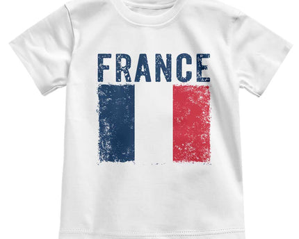 Vintage France Flag Distressed French Pride Patriotic Soccer Fan Graphic Toddler T-Shirt