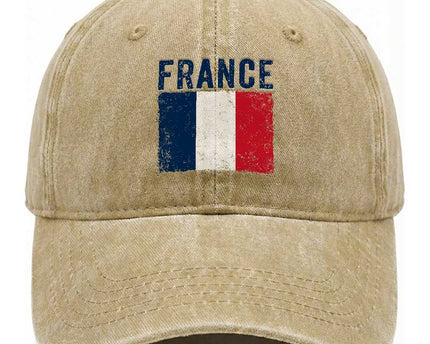 Vintage France Flag Distressed French Pride Patriotic Soccer Fan Graphic Washed Cotton Baseball Cap