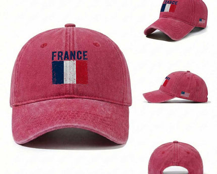 Vintage France Flag Distressed French Pride Patriotic Soccer Fan Graphic Washed Cotton Baseball Cap