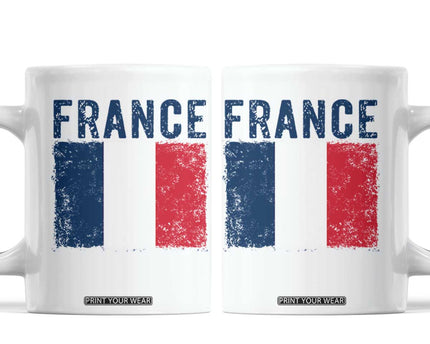 Vintage France Flag Distressed French Pride Patriotic Soccer Fan Graphic Coffee Mug
