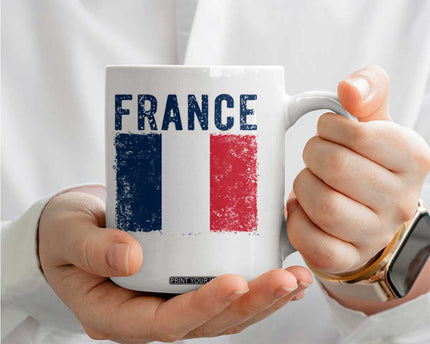 Vintage France Flag Distressed French Pride Patriotic Soccer Fan Graphic Coffee Mug