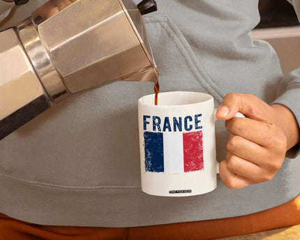 Vintage France Flag Distressed French Pride Patriotic Soccer Fan Graphic Coffee Mug
