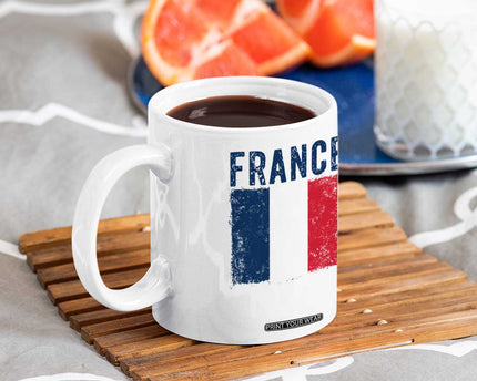 Vintage France Flag Distressed French Pride Patriotic Soccer Fan Graphic Coffee Mug