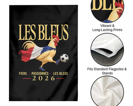 Les Bleus 2026 France Soccer Garden Flag Rooster Wearing French Flag
