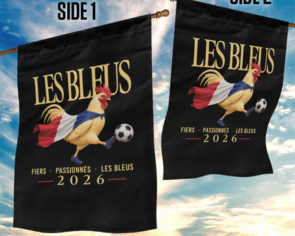 Les Bleus 2026 France Soccer Garden Flag Rooster Wearing French Flag