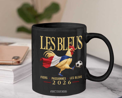 Les Bleus 2026 France Soccer Coffee Mug Rooster Wearing French Flag