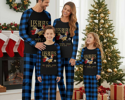 Les Bleus 2026 France Soccer Plaid Pajama Set Rooster Wearing French Flag