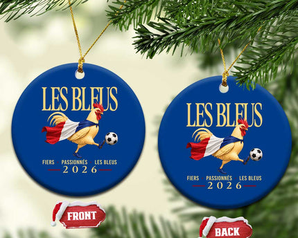 Les Bleus 2026 France Soccer Ceramic Ornament Rooster Wearing French Flag