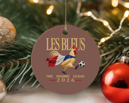 Les Bleus 2026 France Soccer Ceramic Ornament Rooster Wearing French Flag