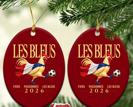 Les Bleus 2026 France Soccer Ceramic Ornament Rooster Wearing French Flag