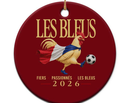 Les Bleus 2026 France Soccer Ceramic Ornament Rooster Wearing French Flag