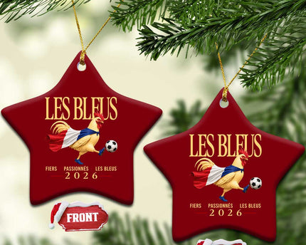 Les Bleus 2026 France Soccer Ceramic Ornament Rooster Wearing French Flag
