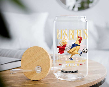 Les Bleus 2026 France Soccer Glass Can Rooster Wearing French Flag
